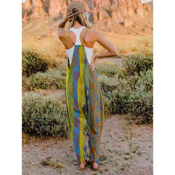 Full Size Printed V-Neck Sleeveless Jumpsuit - Picture 12 of 15